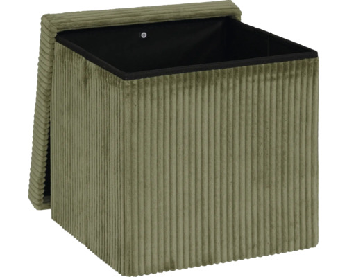 Sitzhocker Cord Khaki 38x38x38 cm Aufbewahrungsbox mit Cordbezug und abnehmbarem Deckel