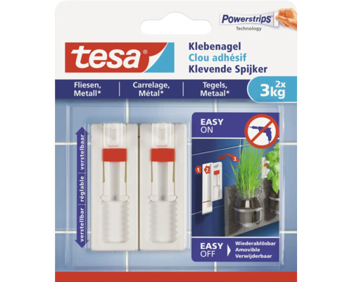 Tesa Klebenagel für Fliesen und Metall, geeignet für bis zu drei Kilogramm Last