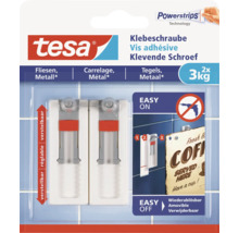 Tesa Klebeschrauben zur Befestigung auf Fliesen und Metall, verstellbar und wiederablösbar, mit einer Tragkraft von bis zu 3 kg