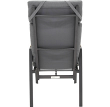 Rückansicht eines Gartenstuhls mit Polster und Aluminiumgestell