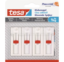 Tesa Klebenägel für Tapete und Putz, geeignet für bis zu 1 Kilogramm Last, 4 Stück