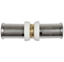 Pressverbinder aus Metall mit Kunststoffringen