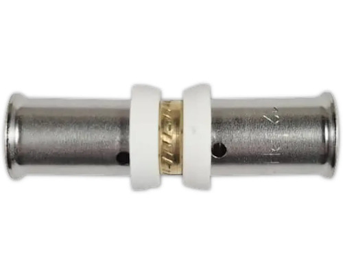 Pressverbinder aus Metall mit Kunststoffringen