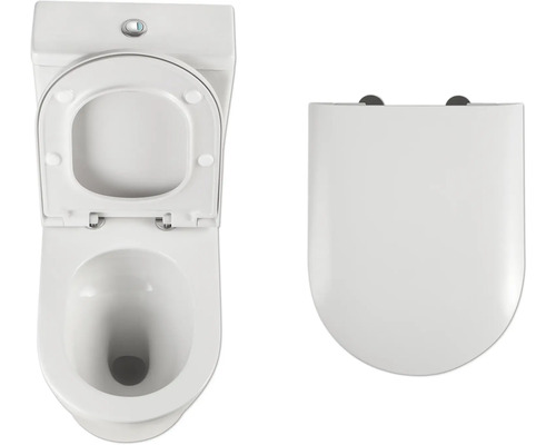 Weißes Stand-WC mit offenem und geschlossenem Toilettendeckel