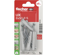 Fischer Universaldübel UX 8 x 50 Millimeter mit Schrauben, 5 Stück