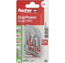 Fischer DuoPower Dübel 6x30 mit Hakenschrauben, 6er-Pack
