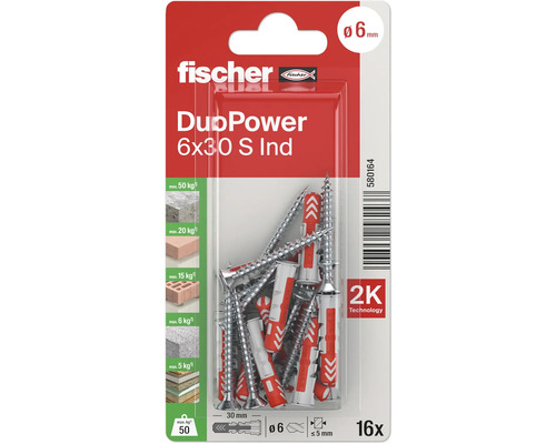 Fischer DuoPower Dübel 6x30 S Ind, 16er Pack