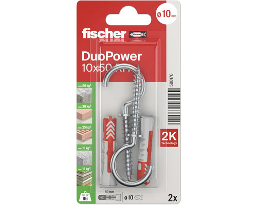 Fischer DuoPower Schraubhaken 10x50, zwei Stück