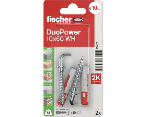 fischer DuoPower Dübel 10x50 WH, 2 Stück
