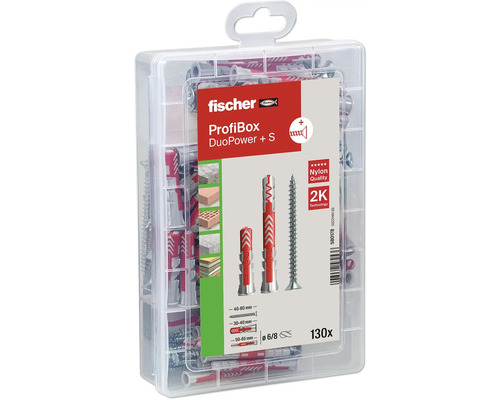 Fischer ProfiBox DuoPower mit Dübeln und Schrauben, 130 Stück