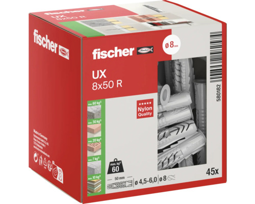 Fischer Universaldübel UX 8 x 50 R, 45 Stück im Paket
