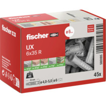 Fischer UX 6x35 R Universaldübel, 45 Stück, Produktverpackung