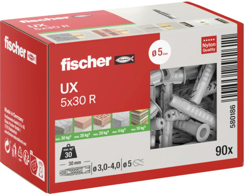 Fischer UX 5x30 R Universaldübel, 90 Stück Packung