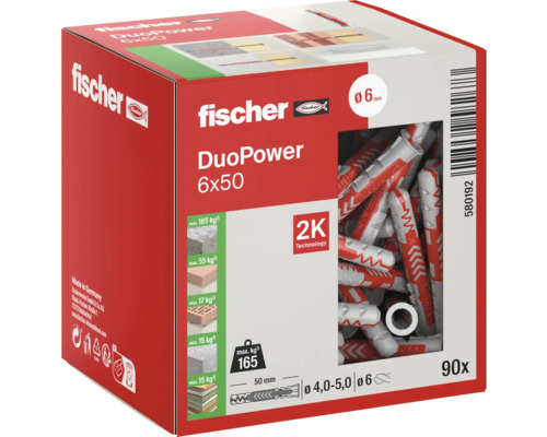 Fischer DuoPower 6x50 Dübel, 90er Packung