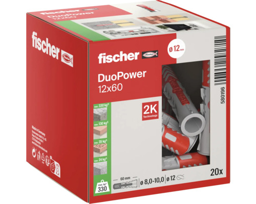 Fischer DuoPower Dübel 12x60, 20 Stück Packung