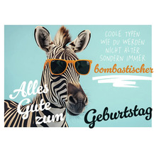 Geburtstagskarte mit Zebra und Sonnenbrille