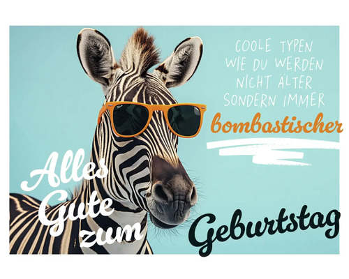 Geburtstagskarte mit Zebra und Sonnenbrille