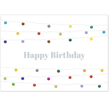 Happy Birthday Grußkarte mit Lichterketten-Illustration