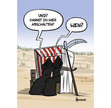 Cartoon: Zwei Sensenmänner im Strandkorb mit Sprechblasen