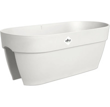 Weißer Balkonkasten mit Elho Logo