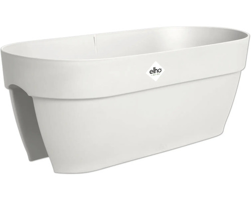 Weißer Balkonkasten mit Elho Logo