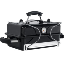 Schwarzer Holzkohlegrill mit Thermometer