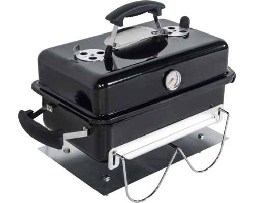 Tragbarer Holzkohlegrill mit Thermometer und Tragegriff