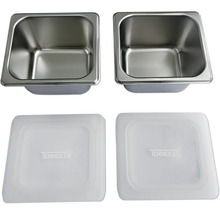 Zwei Edelstahlbehälter mit Deckel der Marke Tenneker