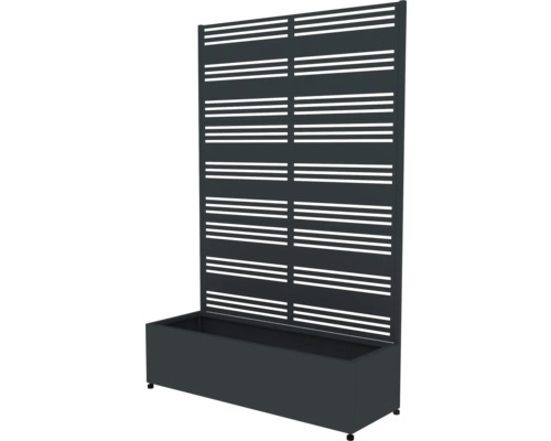 Sichtschutzwand mit Pflanzkasten aus Metall für den Garten