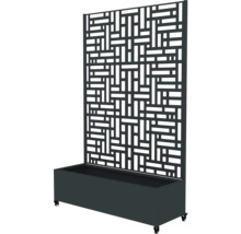 Sichtschutz mit Pflanzkasten und geometrischem Muster