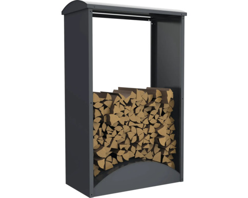 Kaminholzunterstand WESTMANN Castra A 98 x 52 x 160 cm anthrazit Brennholzregal aus Metall mit Holzscheiten