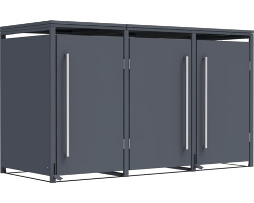 Mülltonnenbox mit drei Türen und Griffen zur Mülltonnenaufbewahrung