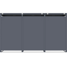 Drei graue Sichtschutzzäune aus Metall