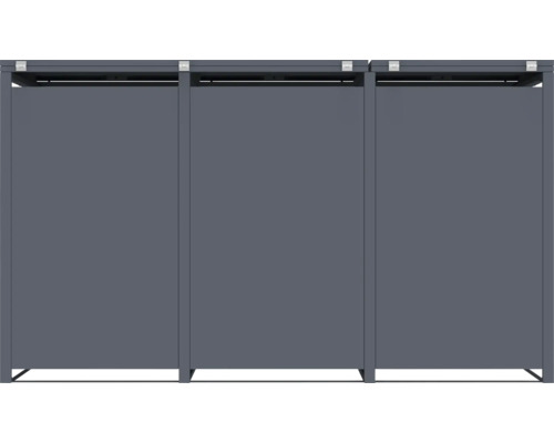 Drei graue Sichtschutzzäune aus Metall