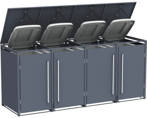 Mülltonnenbox für vier Mülltonnen mit Deckel