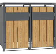 Mülltonnenbox mit zwei Türen aus Holz und Metall