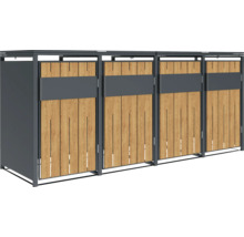 Mülltonnenbox mit Holzverkleidung für drei Mülltonnen
