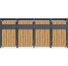 Mülltonnenbox mit Holzverkleidung und Stahlrahmen