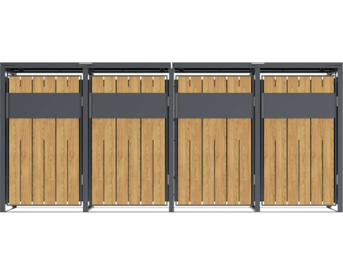 Mülltonnenbox mit Holzverkleidung und Stahlrahmen