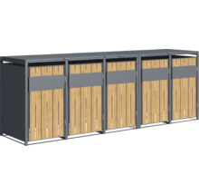 Mülltonnenbox für drei Mülltonnen aus Holz und Metall