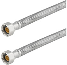 Zwei flexible Panzerschläuche mit Verschraubungen