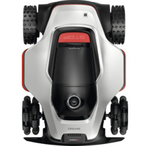 Draufsicht auf einen Rasenmähroboter