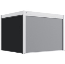 Seitenmarkise mit schwarzem und grauem Stoff