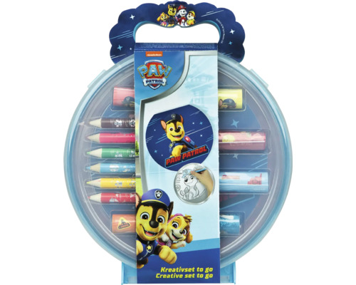 Kreativset zum Mitnehmen mit Paw Patrol Motiven, Stiften und Malvorlagen