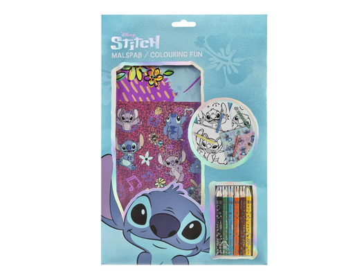 Malset mit Stitch-Motiv, inklusive Malbuch und Buntstiften