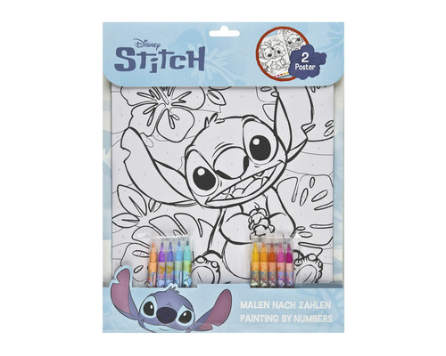 Malen nach Zahlen Set mit Disney Stitch Motiv und zwei Postern