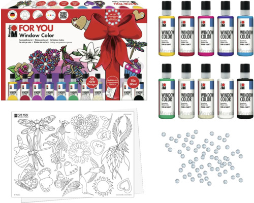 Marabu For You Fensterfarben Set mit Farben, Vorlagen und Zubehör