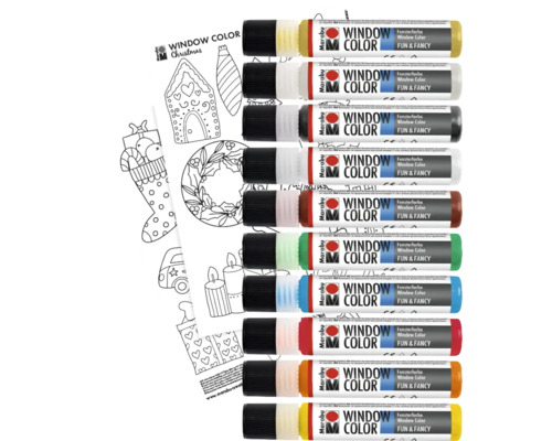 Marabu Window Color Set mit Malvorlagen für Fensterbilder