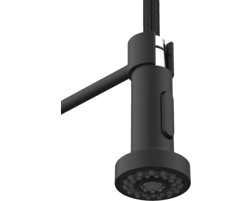 Schwarze Küchenarmatur mit Brauseschlauch
