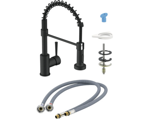 Küchenarmatur mit Brauseschlauch und Montagezubehör